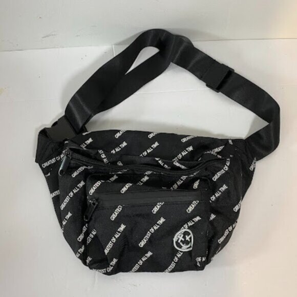 "GREATEST OF ALL TIME" Black White Men's Fanny Pack Waist Bag Belt Bag - Picture 2 of 6